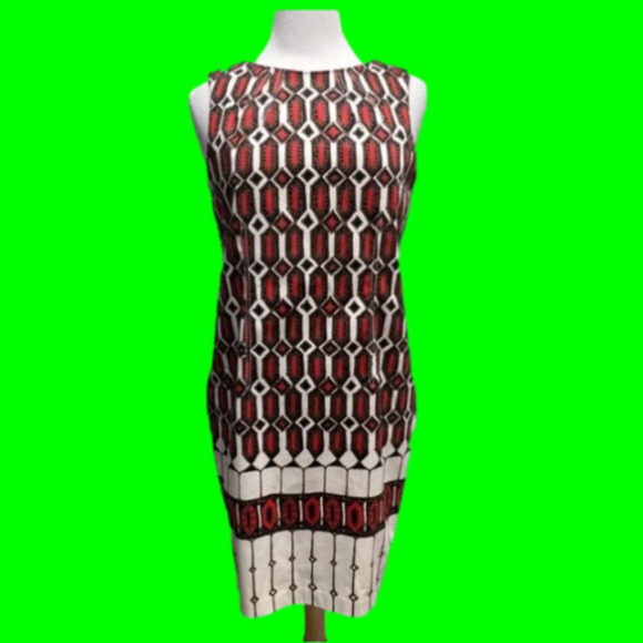 African Motif Print Sheath Dress, 8P - Picture 5 of 11